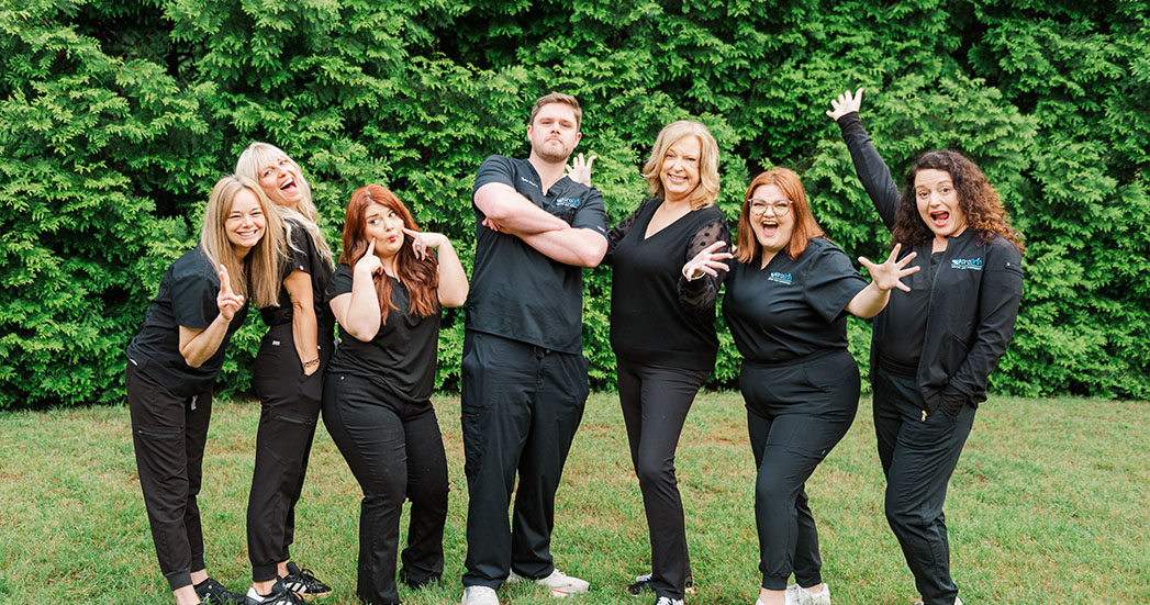 The ProGrin Powdersville dental team having fun together